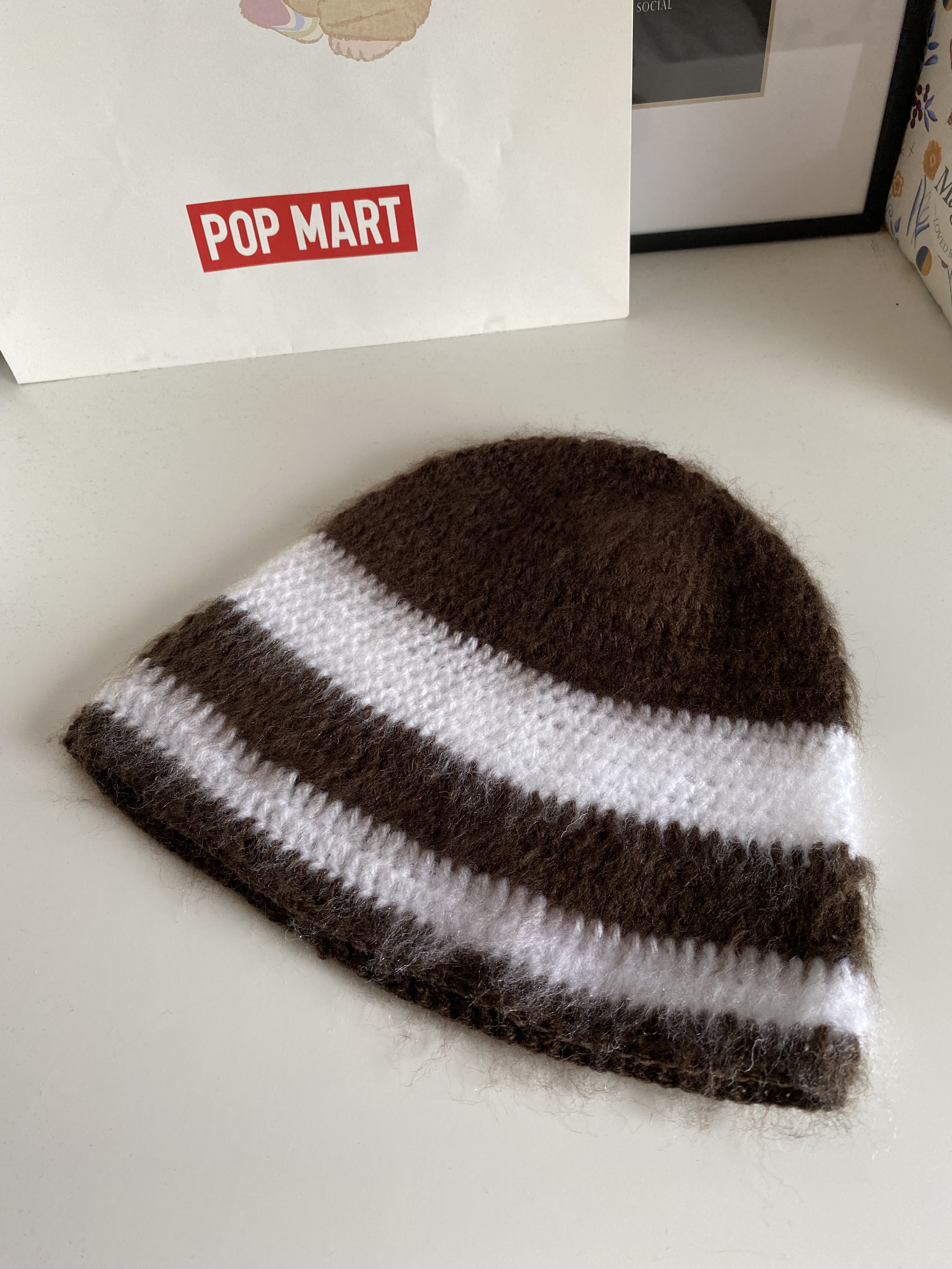 Brown & White 2 Striped Beanie
